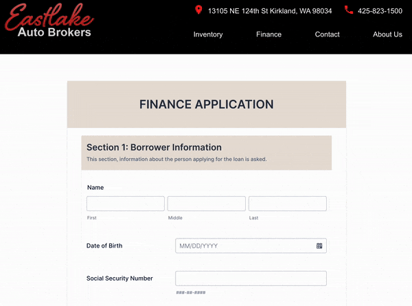 Website Finance Form